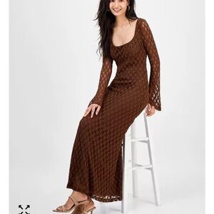 Brown Lace Maxi Dress